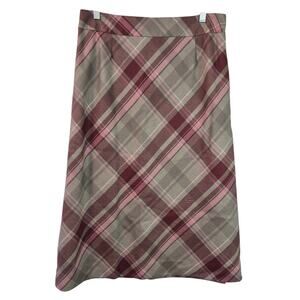 Pendleton Pink Tan Burgundy Vintage USA Wool Lined Max Skirt 12